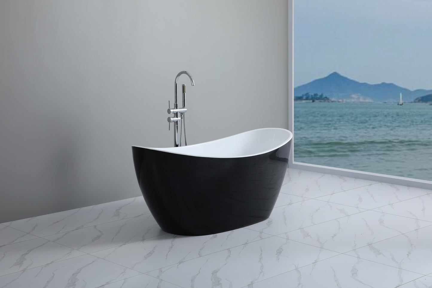 1700mm Freestanding Bathtub - Matte Black & Matte White