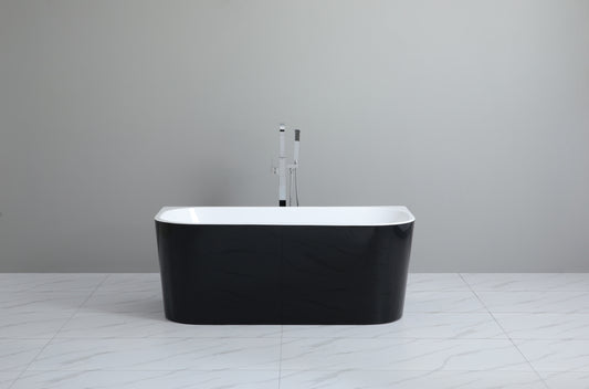 1700mm Elivia Back to Wall Bathtub - No Overflow - Gloss Black & White