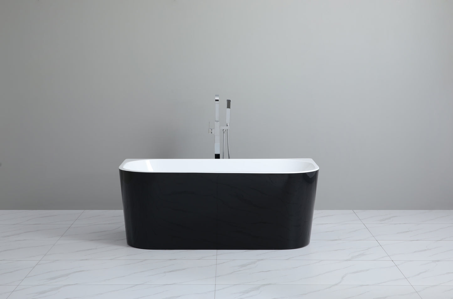 1700mm Back to Wall Bathtub - Matte Black & Matte White