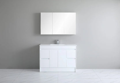 1500mm Polar Floor Vanity PVC Cabinet With Kickboard Only - Single/Double Bowl - Gloss White