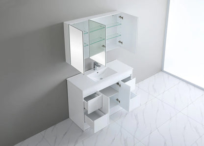 1500mm Polar Floor Vanity PVC Cabinet With Kickboard Only - Single/Double Bowl - Gloss White