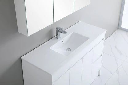 1200mm Polar Floor Vanity PVC Cabinet With Kickboard Only - Single Bowl - Gloss White