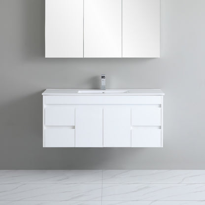 1200mm Polar Wall Hung Vanity PVC - Cabinet Only - Single Bowl - Gloss White