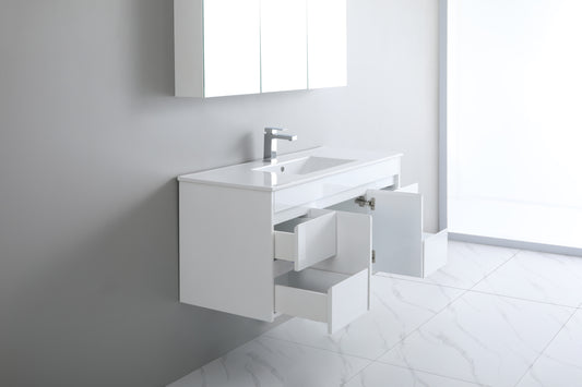 1200mm Polar Wall Hung Vanity PVC - Cabinet Only - Single Bowl - Gloss White
