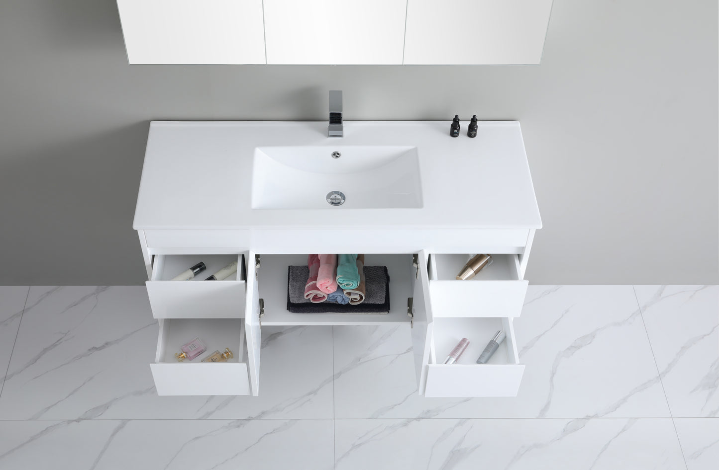 1200mm Polar Wall Hung Vanity PVC - Cabinet Only - Single Bowl - Gloss White