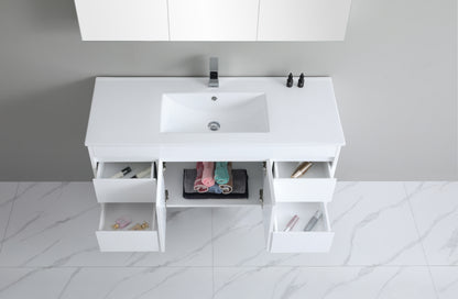 1200mm Polar Wall Hung Vanity PVC - Cabinet Only - Single Bowl - Gloss White