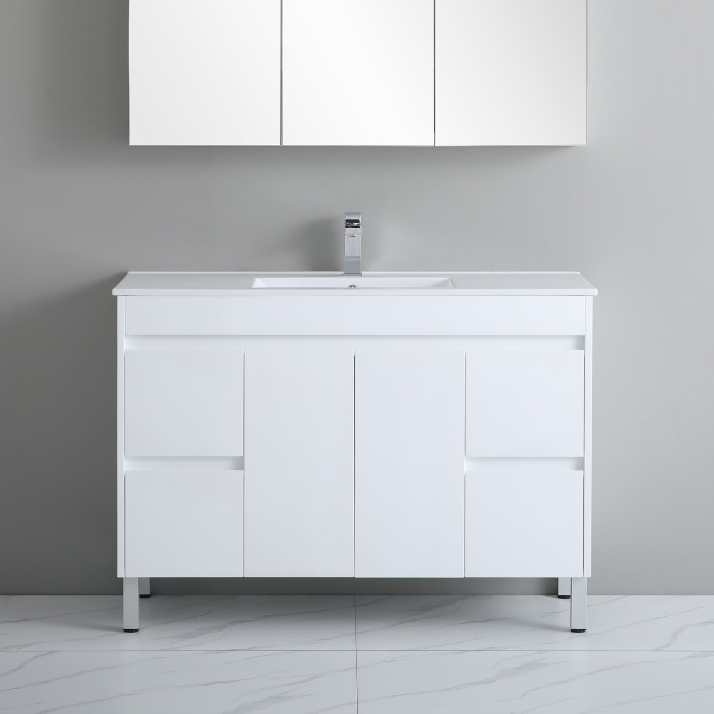 1200mm Polar Floor Vanity PVC - Cabinet Only - Single Bowl - Gloss White