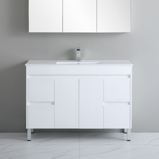 1200mm Polar Floor Vanity PVC - Cabinet Only - Single Bowl - Gloss White