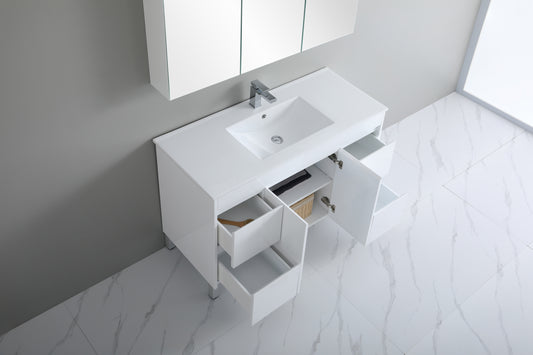 1200mm Polar Floor Vanity PVC - Cabinet Only - Single Bowl - Gloss White
