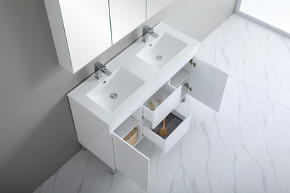 1200mm Polar Floor Vanity PVC - Cabinet Only - Double Bowl - Gloss White