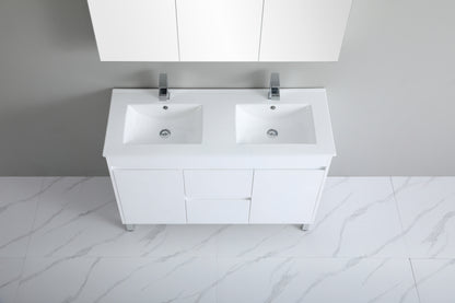1200mm Polar Floor Vanity PVC - Cabinet Only - Double Bowl - Gloss White