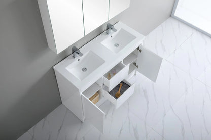 1200mm Polar Floor Vanity PVC Cabinet With Kickboard Only - Double Bowl  - Gloss White