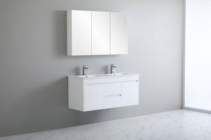 1200mm Polar Wall Hung Vanity PVC - Cabinet Only - Double Bowl - Gloss White
