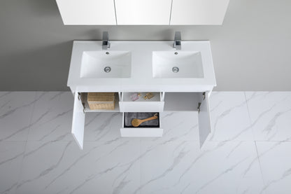 1200mm Polar Wall Hung Vanity PVC - Cabinet Only - Double Bowl - Gloss White