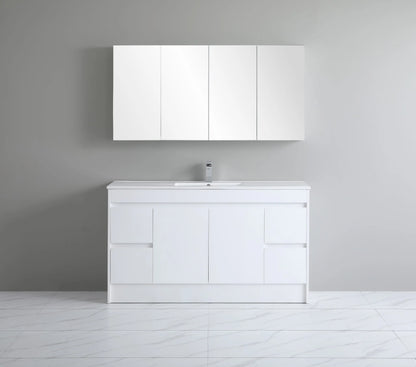 1500mm Polar Floor Vanity PVC Cabinet With Kickboard Only - Single/Double Bowl - Gloss White