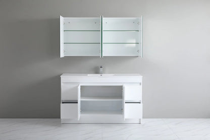 1500mm Polar Floor Vanity PVC Cabinet With Kickboard Only - Single/Double Bowl - Gloss White