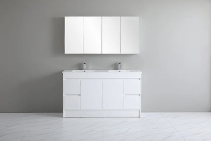 1500mm Polar Floor Vanity PVC Cabinet With Kickboard Only - Single/Double Bowl - Gloss White