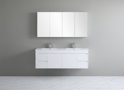 1500mm Polar Wall Hung Vanity PVC - Cabinet Only - Single Bowl - Gloss White