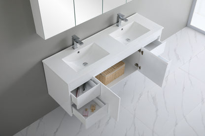 1500mm Polar Wall Hung Vanity PVC - Cabinet Only - Single Bowl - Gloss White