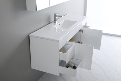 1500mm Polar Wall Hung Vanity PVC - Cabinet Only - Single Bowl - Gloss White