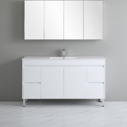 1500mm Polar Floor Vanity PVC - Cabinet Only - Single Bowl - Gloss White