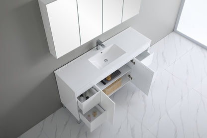 1500mm Polar Floor Vanity PVC - Cabinet Only - Single Bowl - Gloss White