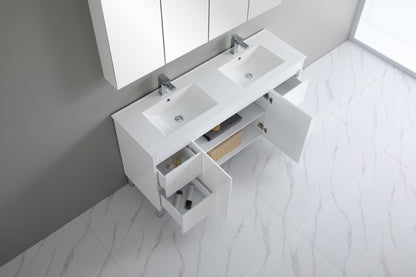 1500mm Polar Floor Vanity PVC - Cabinet Only - Double Bowl - Gloss White