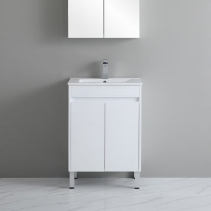 600mm Polar Floor Vanity PVC Cabinet Only - Gloss White