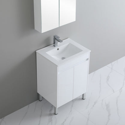 600mm Polar Floor Vanity PVC Cabinet Only - Gloss White