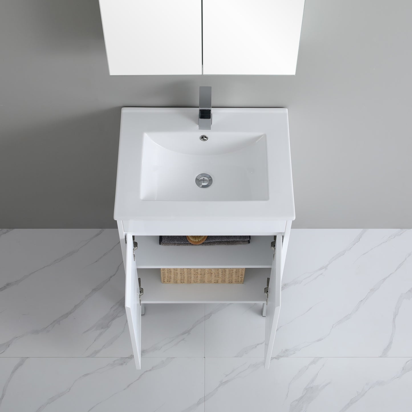 600mm Polar Floor Vanity PVC Cabinet Only - Gloss White