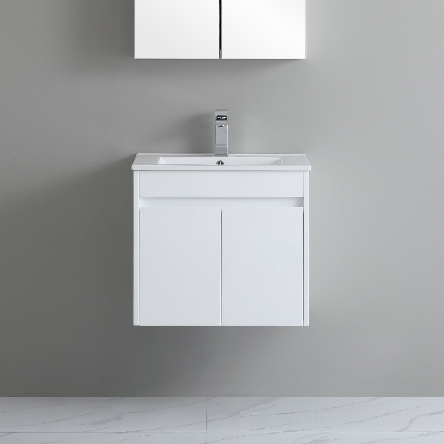 600mm Polar Wall Hung Vanity PVC - Cabinet Only - Gloss White
