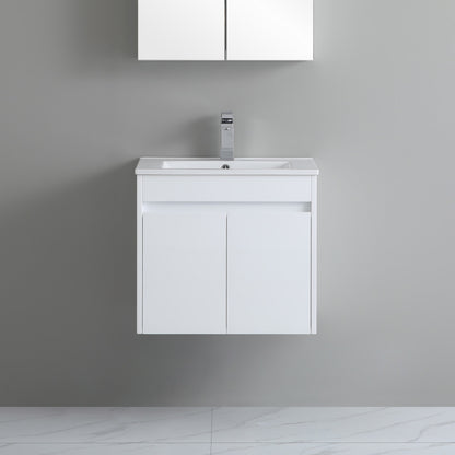 600mm Polar Slim Wall Hung Vanity PVC - Cabinet Only - Gloss White