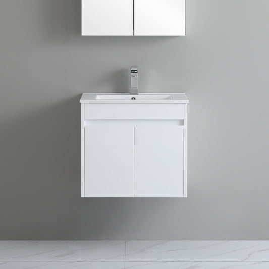 600mm Polar Slim Wall Hung Vanity PVC - Cabinet Only - Gloss White