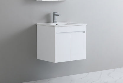 600mm Polar Wall Hung Vanity PVC - Cabinet Only - Gloss White