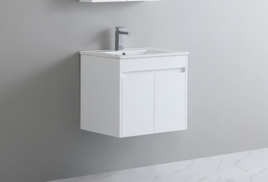 600mm Polar Wall Hung Vanity PVC - Cabinet Only - Gloss White
