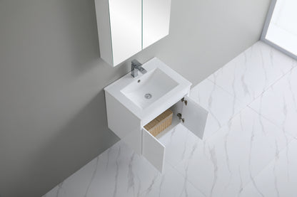 600mm Polar Slim Wall Hung Vanity PVC - Cabinet Only - Gloss White