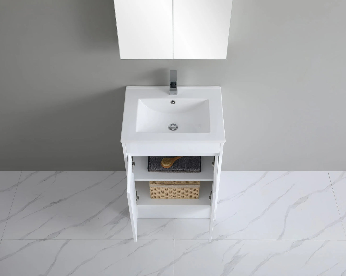 600mm Polar Floor Vanity PVC Cabinet With Kickboard Only - Gloss White