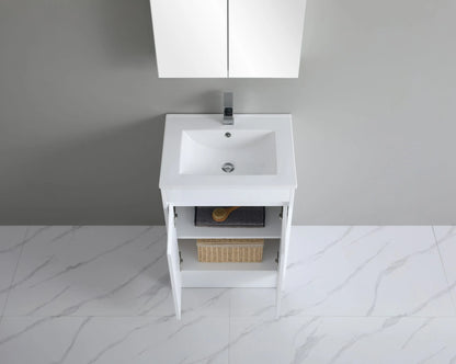 600mm Polar Floor Vanity PVC Cabinet With Kickboard Only - Gloss White