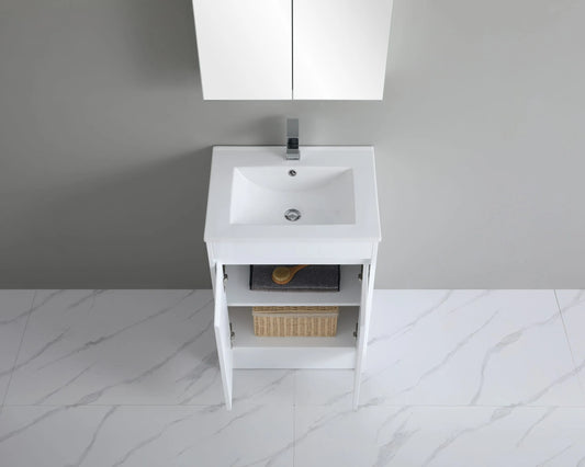 600mm Polar Floor Vanity PVC Cabinet With Kickboard Only - Gloss White