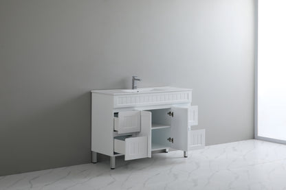 1500mm Acacia Floor Vanity PVC Cabinet Only - Matte White