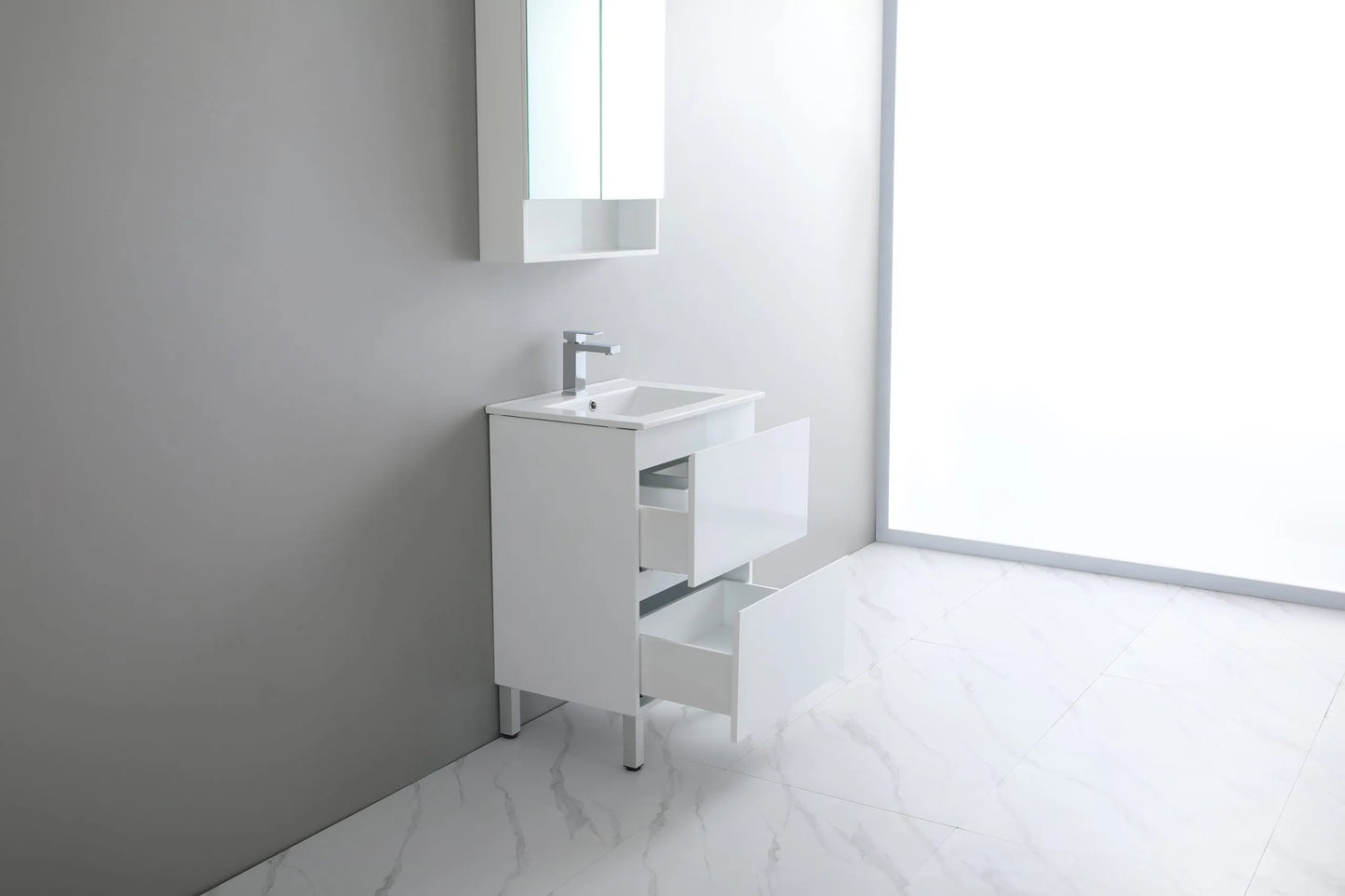 600mm Revive Floor Vanity PVC - Cabinet Only - Matte White