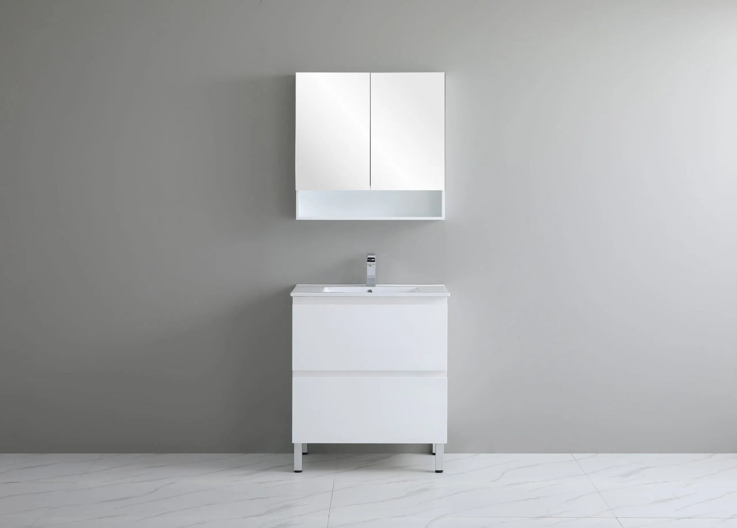 600mm Riva Floor Vanity PVC Cabinet Only - Gloss White