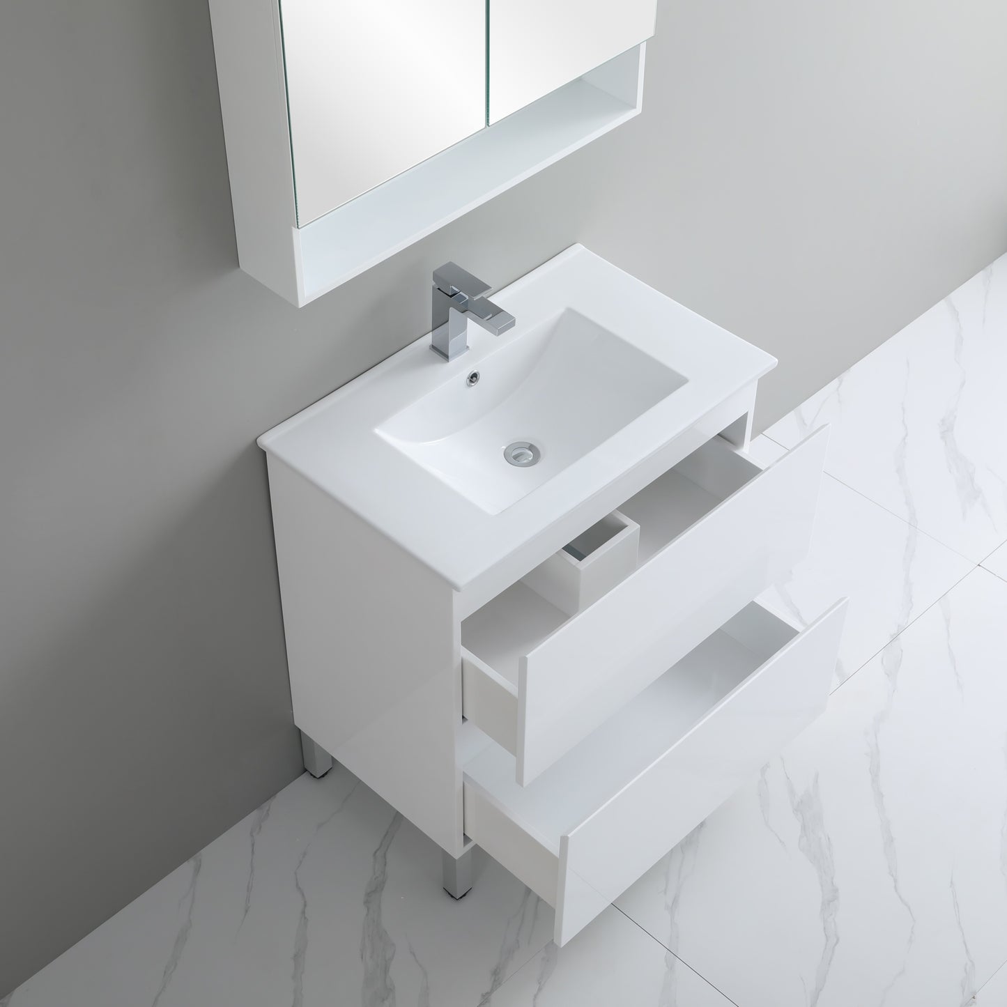 900mm Riva Floor Vanity PVC Cabinet Only - Gloss White
