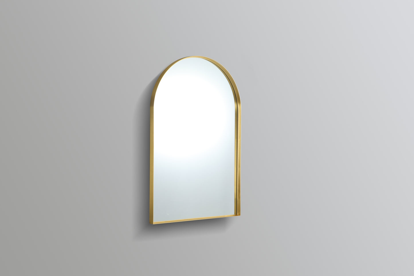 600mm Aura Arch Aluminum Framed Mirror - Brushed Gold