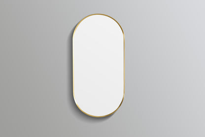 600mm Aura Oval Aluminum Framed Mirror - Brushed Gold
