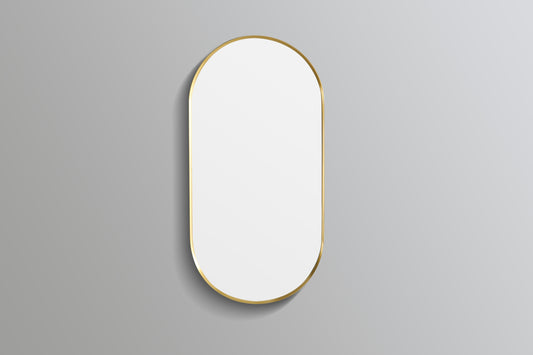 600mm Aura Oval Aluminum Framed Mirror - Brushed Gold