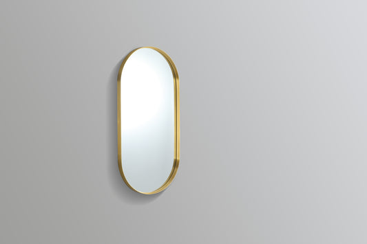 600mm Aura Oval Aluminum Framed Mirror - Brushed Gold