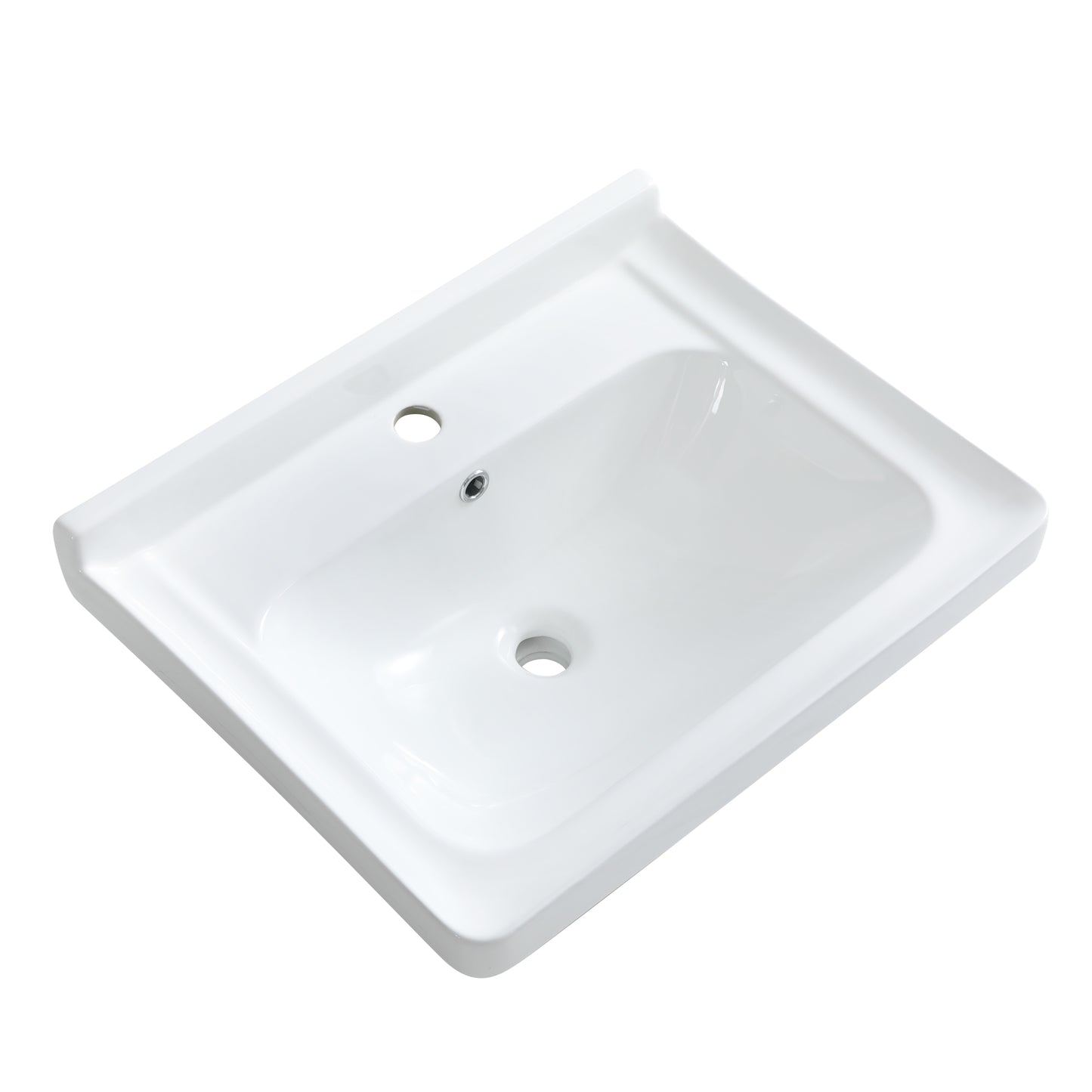 610mm Ceramic Laundry Sink with PVC Cabinet - Gloss White