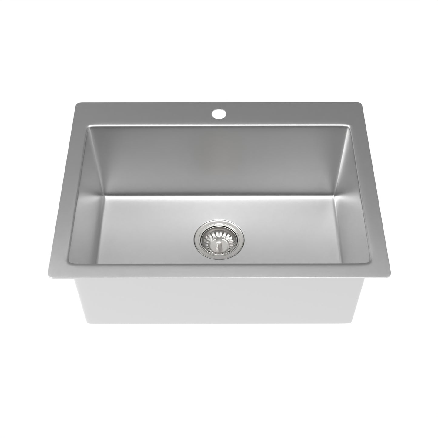Quadra 635mm Single Bowl Sink with Tap Landing - Brushed Stainless