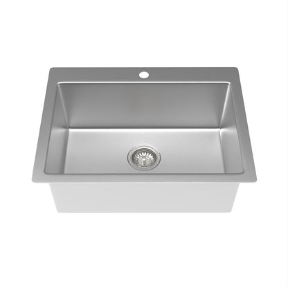 Quadra 635mm Single Bowl Sink with Tap Landing - Brushed Stainless
